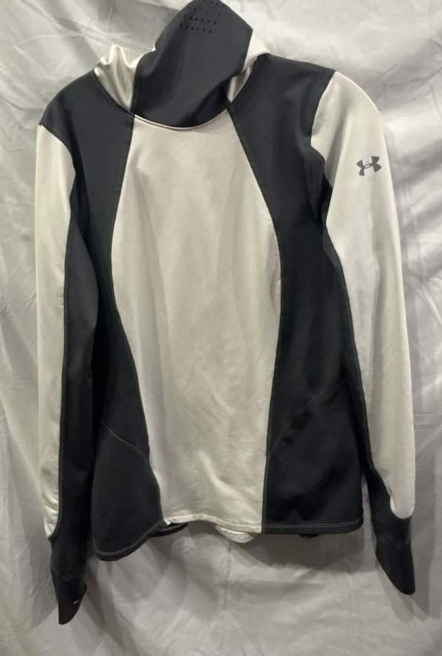 Women’s Under Armour ColdGear Reactor Balaclava Running Shirt White Grey Size L